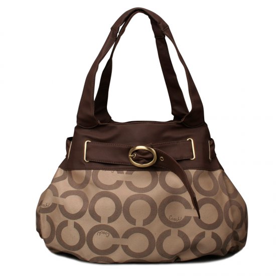 Coach Buckle In Signature Large Coffee Hobo ENC | Coach Outlet Canada - Click Image to Close